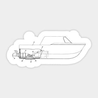 Water Jet Propelled Vintage Patent Hand Drawing Sticker